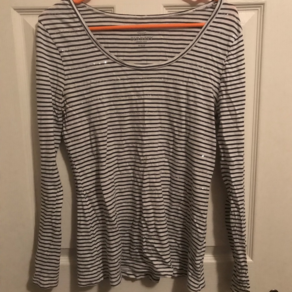 Black & White Striped Long Sleeve Shirt